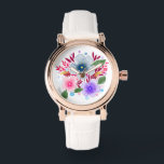 Waterverf Bloemenboeket Horloge<br><div class="desc">waterverf bloemenkunst.</div>