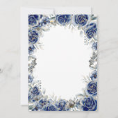 Waterverf bloemenboeket marineblauw bruiloft kaart (Achterkant)