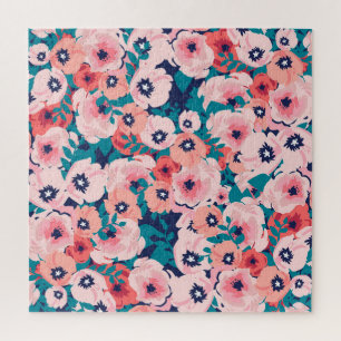 Waterverf Bloemenboeket: Pioenrozen. Legpuzzel