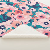 Waterverf Bloemenboeket:  Pioenrozen. Sherpa Deken (3/4)