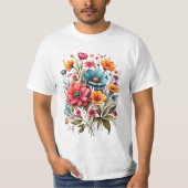 Waterverf bloemenboeket T-shirt (Voorkant)