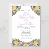 Waterverf Bloemenboeketten 50ste verjaardagsfeest Magnetische Uitnodiging (Voorkant)