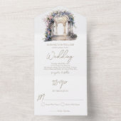 Waterverf Bloemenboog Bruiloft RSVP All In One Uitnodiging (Binnen)