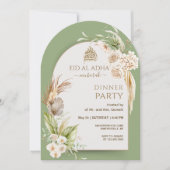 Waterverf Bloemenboog Eid al Adha Diner Kaart (Voorkant)