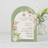 Waterverf Bloemenboog Eid al Adha Diner Kaart (Staand voorkant)