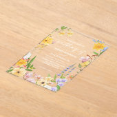 Waterverf bloemenboter geel botanische bruiloft acryl uitnodigingen (Laagn)