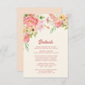 Waterverf bloemenboter geel Trouwdetails Informatiekaartje (Voorkant / Achterkant)