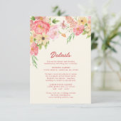 Waterverf bloemenboter geel Trouwdetails Informatiekaartje (Staand voorkant)