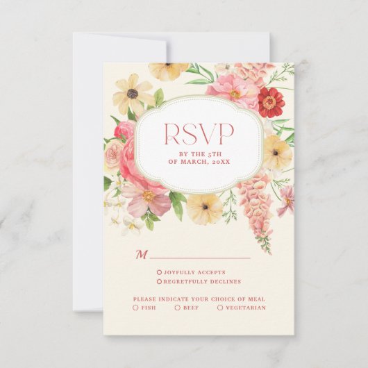 Waterverf bloemenboter geel Wedding qr code RSVP Kaartje (Voorkant)