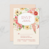 Waterverf bloemenboter geel Wedding qr code RSVP Kaartje (Voorkant / Achterkant)