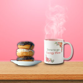 Waterverf bloemenbrouwsel om energiestroom te gaan tweekleurige koffiemok