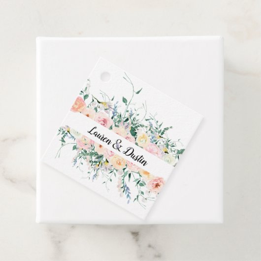 Waterverf Bloemenbruid bruidegom bruiloft Bedankjes Labels (In situ)