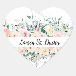 Waterverf Bloemenbruid bruidegom bruiloft Hart Sticker
