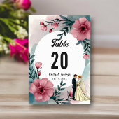 Waterverf Bloemenbruid en bruidegom Elegante bruil Kaart