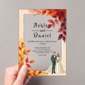 Waterverf Bloemenbruid en bruidegom herfstbruiloft Acryl Uitnodigingen (Insitu (Draagbaar))