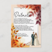 Waterverf Bloemenbruid en bruidegom herfstbruiloft Informatiekaartje (Voorkant)