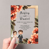 Waterverf Bloemenbruid en bruidegom Romantische br Acryl Uitnodigingen (Insitu (Draagbaar))