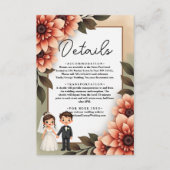 Waterverf Bloemenbruid en bruidegom Romantische br Informatiekaartje (Voorkant)