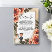 Waterverf Bloemenbruid en bruidegom Romantische br Informatiekaartje