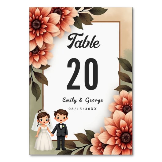 Waterverf Bloemenbruid en bruidegom Romantische br Kaart (Voorkant)