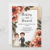 Waterverf Bloemenbruid en bruidegom Romantische br Kaart (Voorkant)