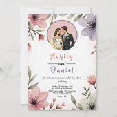 Waterverf Bloemenbruid en bruidegom Romantische br Kaart (Voorkant)