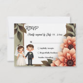 Waterverf Bloemenbruid en bruidegom Romantische br RSVP Kaartje (Voorkant)