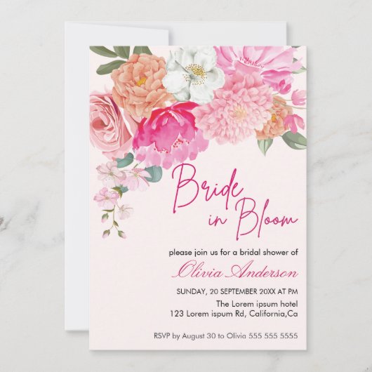 Waterverf Bloemenbruid in Bloom Vrijgezellenfeest Kaart (Voorkant)