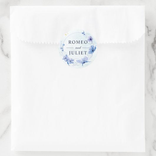 Waterverf Bloemenbruiloft Classic Ronde Sticker (Tas)