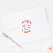 Waterverf bloemenbruiloft dank u. Roze bloemen Ronde Sticker (Envelop)