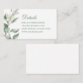 Waterverf bloemenbruiloft details. Elegante botani Informatiekaartje (Voorkant / Achterkant)