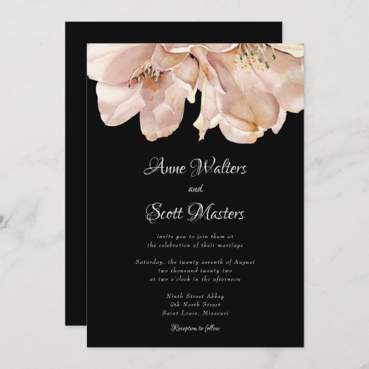 Waterverf bloemenbruiloft kaart (Voorkant / Achterkant)