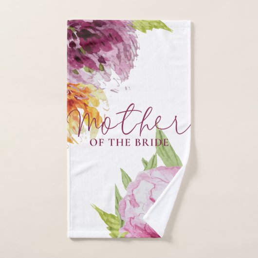 Waterverf Bloemenbruiloft Moeder van de bruid Handdoek (Handdoek)