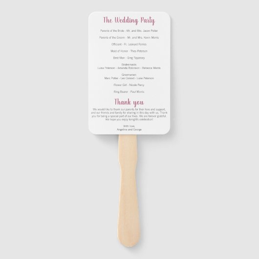 Waterverf bloemenbruiloft programma fan handwaaier (Achterkant)