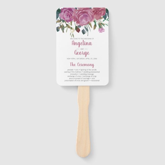 Waterverf bloemenbruiloft programma fan handwaaier (Voorkant)