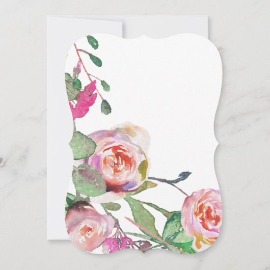 Waterverf Bloemenbruiloft repetitie diner Kaart (Achterkant)