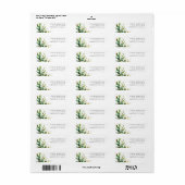 Waterverf Bloemencactus gepersonaliseerd adres Etiket (Full Sheet)
