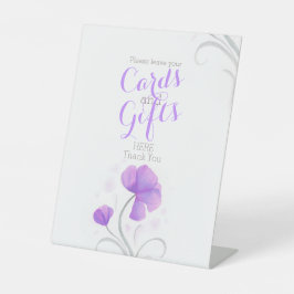 Waterverf bloemencadeau voor paarse bruiloft reclamebord met voetstuk