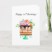 Waterverf Bloemencake Happy 25th Birthday Feestdagen Kaart (Voorkant)