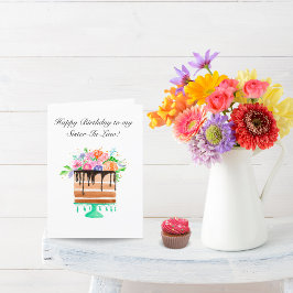 Waterverf Bloemencake Verjaardag Schoonzus Feestdagen Kaart