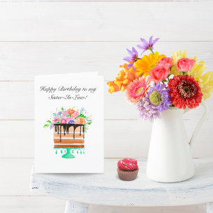 Waterverf Bloemencake Verjaardag Schoonzus Feestdagen Kaart