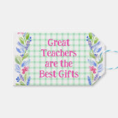 Waterverf Bloemencheque Leraren Zijn Beste Cadeau Cadeaulabel (Voorkant (Horizontaal))