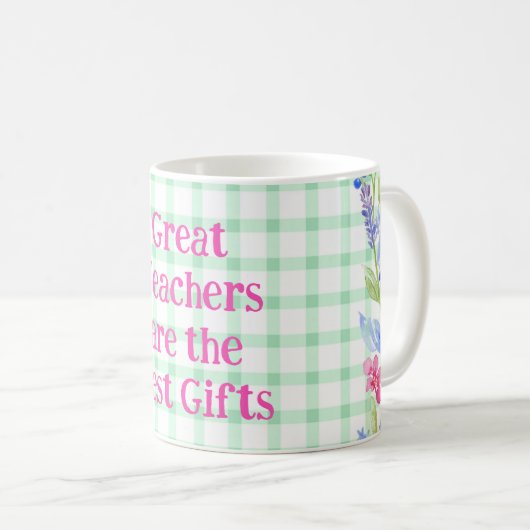 Waterverf Bloemencheque Leraren Zijn Beste Cadeau Koffiemok (Voorkant rechts)