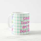 Waterverf Bloemencheque Leraren Zijn Beste Cadeau Koffiemok (Voorkant links)