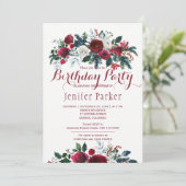 Waterverf bloemenchique winterverjaardagsfeestje kaart (Staand voorkant)