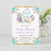 Waterverf Bloemenchocolade Eieren Paasbrunch Kaart (Staand voorkant)