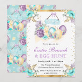 Waterverf Bloemenchocolade Eieren Paasbrunch Kaart (Voorkant / Achterkant)