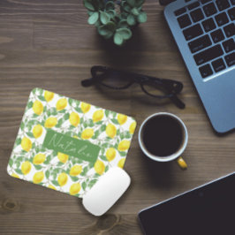 Waterverf bloemencitroenpatroon naam muismat