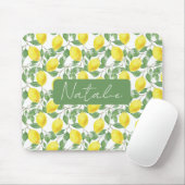 Waterverf bloemencitroenpatroon naam muismat (Met muis)