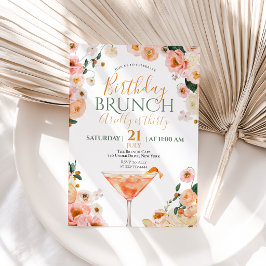 Waterverf Bloemencocktail 30e Verjaardag Brunch Kaart